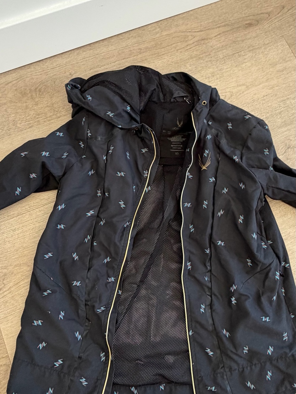 Women's Black Hooded Bomber Jacket with Subtle Blue Accent